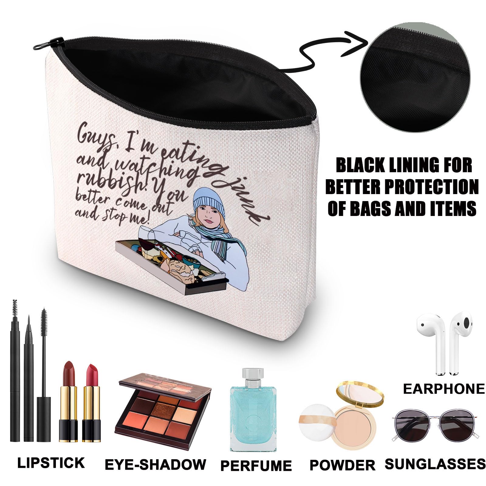 Holiday Movie Makeup Bag Amanda Woods Gifts I Am Eating Junk Watching Rubbish Rosehill Cottage Gifts (Guys i am Eating UK) - Image 3