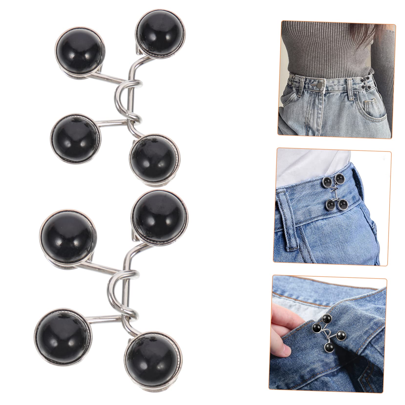 Healeved 4 Set Di Fibbie in Lega Per Jeans Pantaloni Portatili Bottoni Clip Di Sicurezza Fibbia Regolabile 4 Pezzi*4