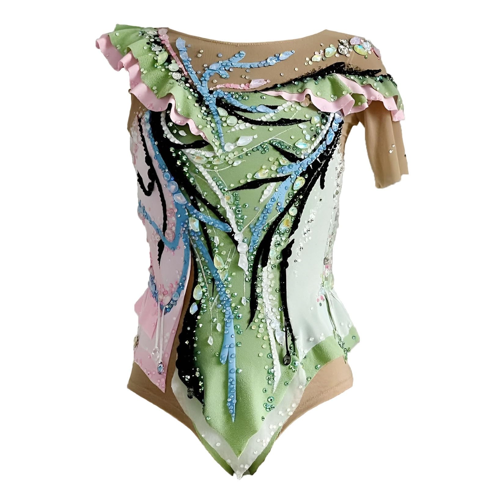Maillot De Gimnasia Rítmica For Competición, Malla De Ballet Con Brillantes De Imitación For Mujer.