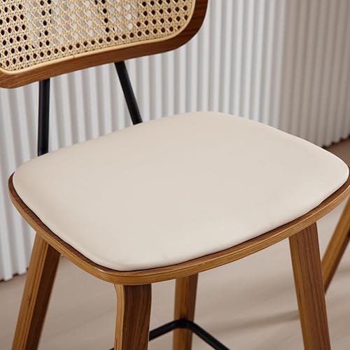 Miniatura 5 de Ya-Home Mid-Century - Juego de 2 taburetes de bar de tela Sherpa de 26 pulgadas con respaldo de ratán abierto, patas de metal, sillas de bar sin