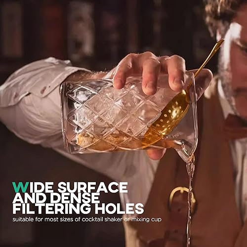 Miniatura 5 de Homestia Julep - Colador de barra de acero inoxidable, cuchara de cóctel para uso doméstico o comercial, colador de cobre antiguo 304 para