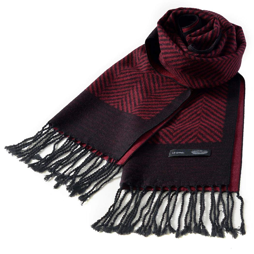 Amazon | [ル・オルメ] マフラー シルク100% 起毛 メンズ ビジネス