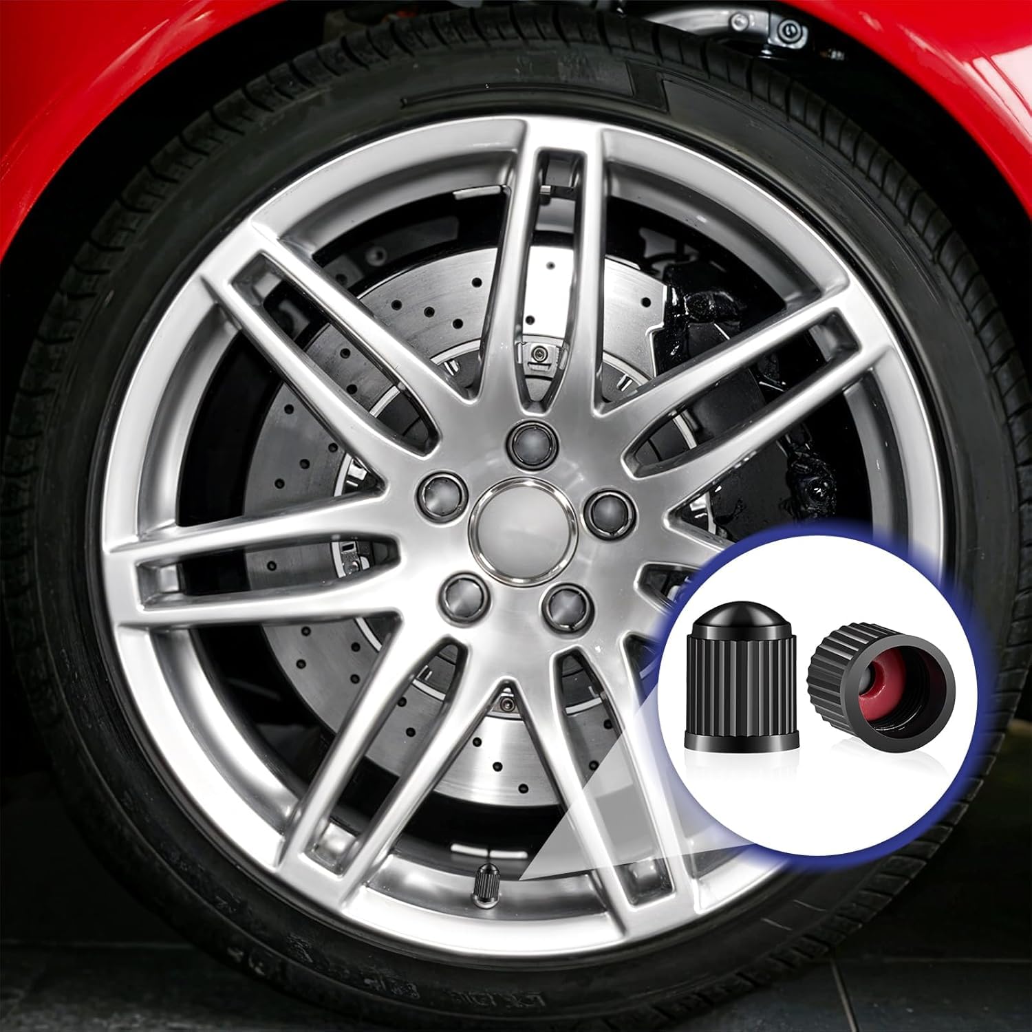 Pack de 8 Tapones de Neumaticos + 2 de Regalo con Anillo de Seguridad para Mantener la Presión, 10 Tapones Rueda Coche, Tapones de Válvulas Universales de Coche, Moto, Bicicleta,Patinete Electrico — view 6