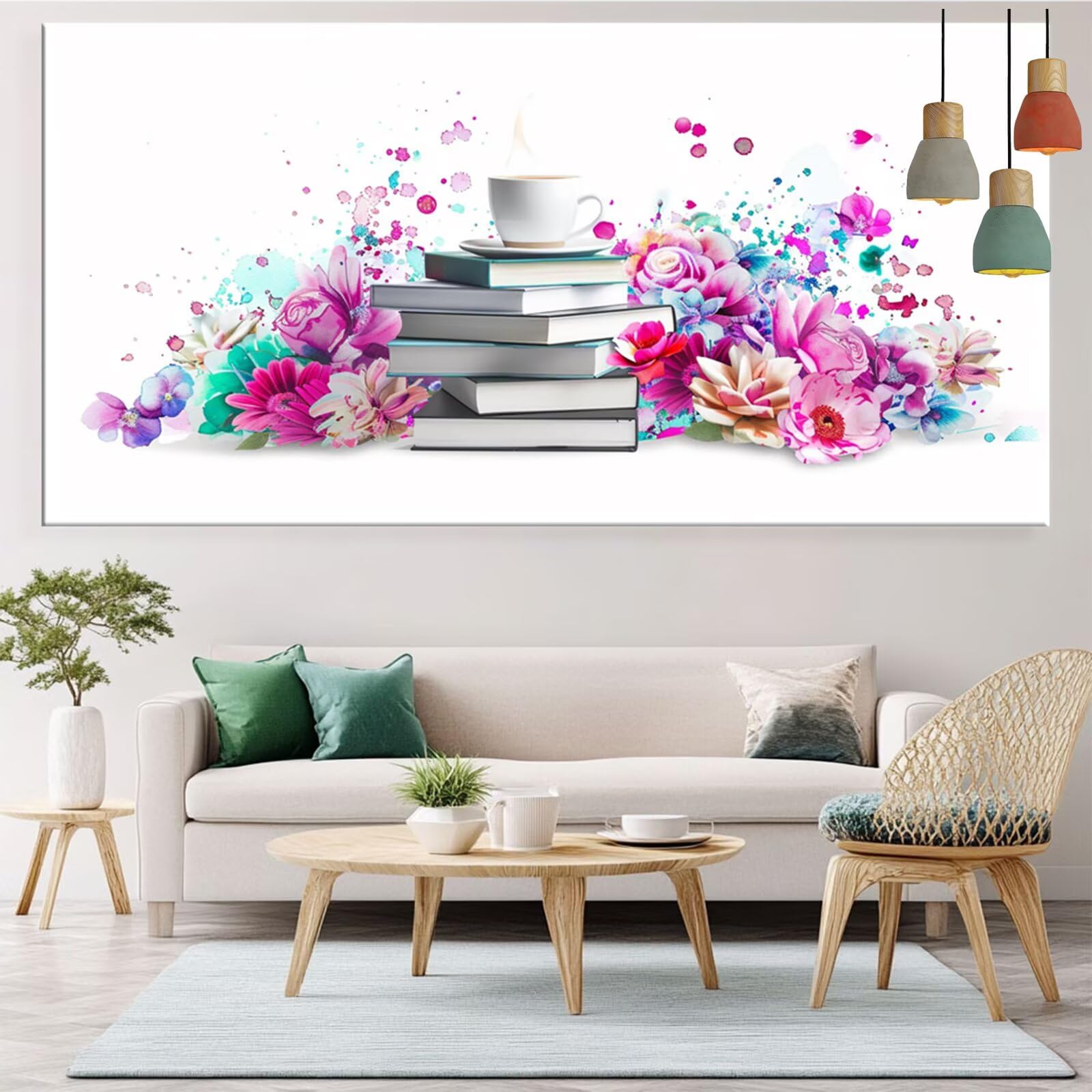 Diamond Painting Kaffee Diamond Painting Erwachsene Blume Bastelset Kinder ab 6 Jahre Mosaikherstellung Kreatives Geschenke für Mädchen Anfänger, Diamant Kreuzstich Arts Zimmer Deko 60x120cm Y5-851