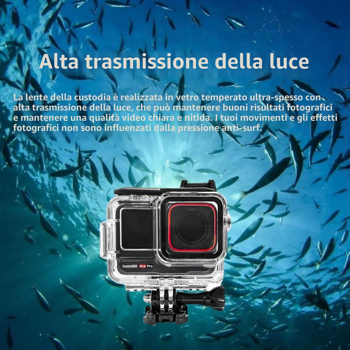 Custodia impermeabile e impugnatura galleggiante compatibile con Insta360 Ace Pro, custodia protettiva subacquea con accessori per staffa