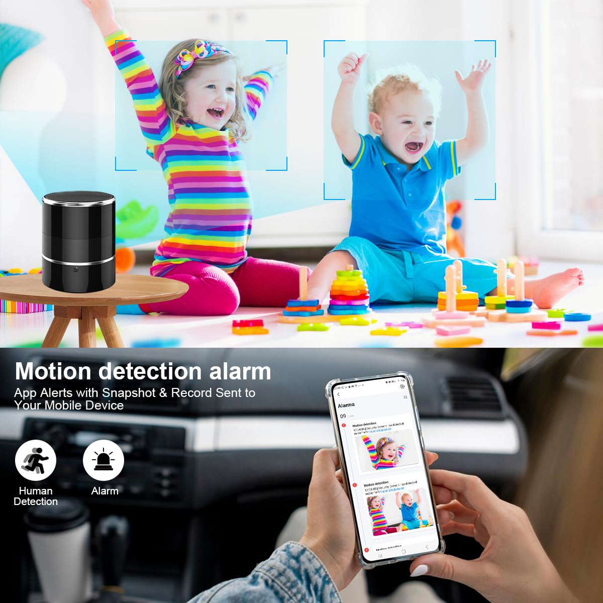 Cámara espía oculta WiFi en altavoz Bluetooth con ángulo de visión de 240°, HD 1080P, cámaras de seguridad inalámbricas, aplicación de teléfono para niñera, activada por movimiento para
