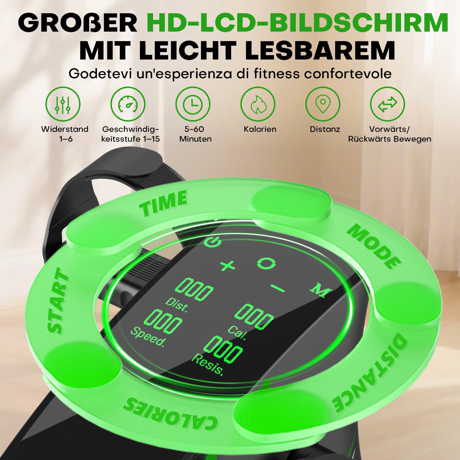 MOSUNY 2 in 1 Pedaltrainer mit Widerstand und Geschwindigkeit, leiser Heimtrainer mit LCD-Display für Senioren