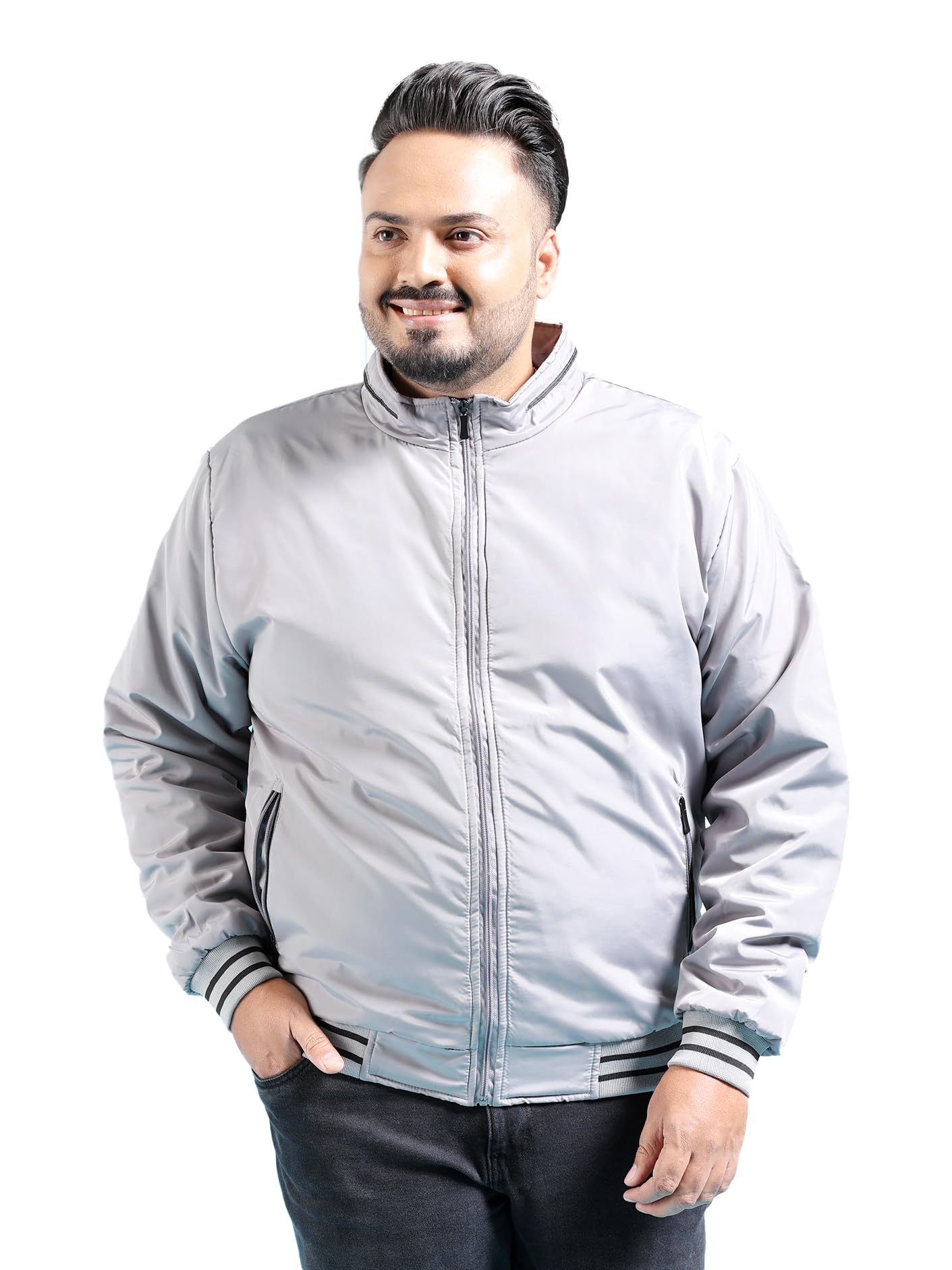 hardsoda by The Indian Garage Co Men Plus Size Regular Fit Solid Standup Collar Puffer Jacket-picture-33