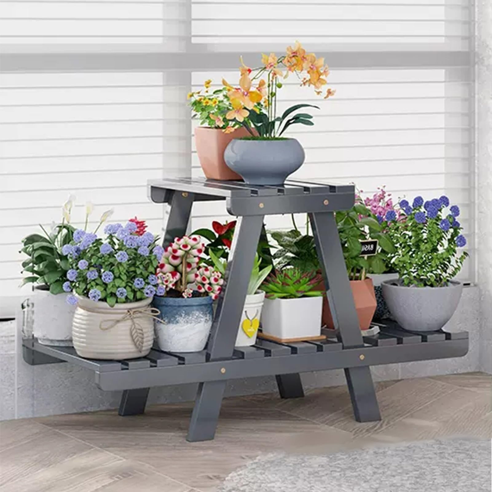 Étagère pour plantes en bois à 3 niveaux pour intérieur et extérieur