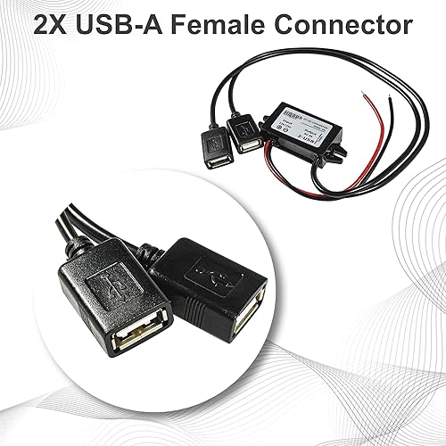 Miniatura 4 de HQRP Convertidor reductor DC-DC de 1224 V a 5 V 3 A 15 W con 2 conectores USB-A hembra Adaptador de fuente de alimentación compatible con panel