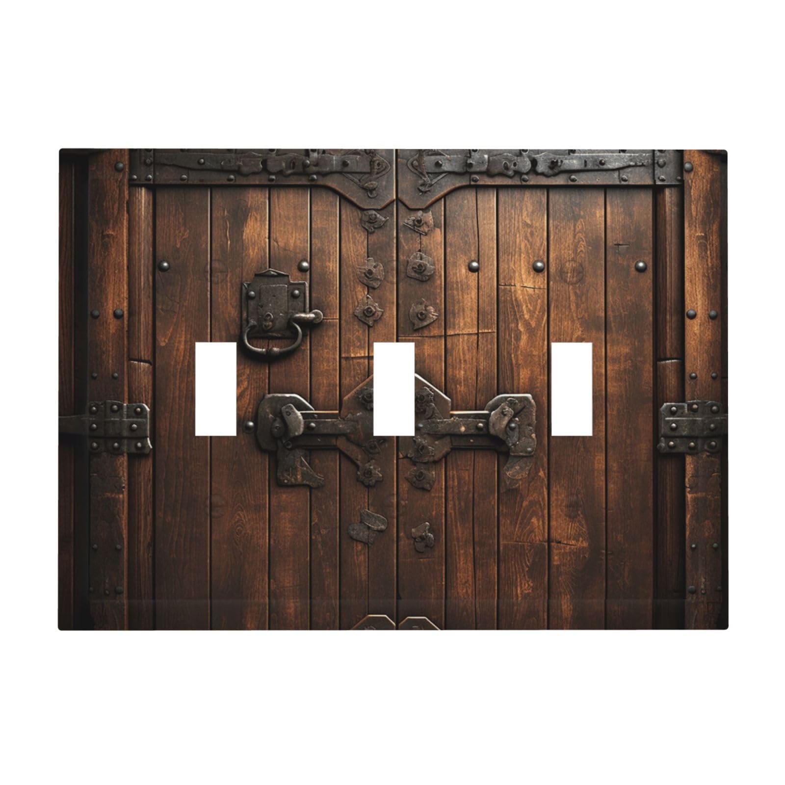 Kloph Rustic Stall Wooden Door Decorator Light Switch Covers Wall Plate 3-Gang Mid Size 6.7" X 4.8" Triple Toggle Switch Wallplate Decorative 3 Gang Wall Switch Plate Covers Polycarbonate Thermoplastic