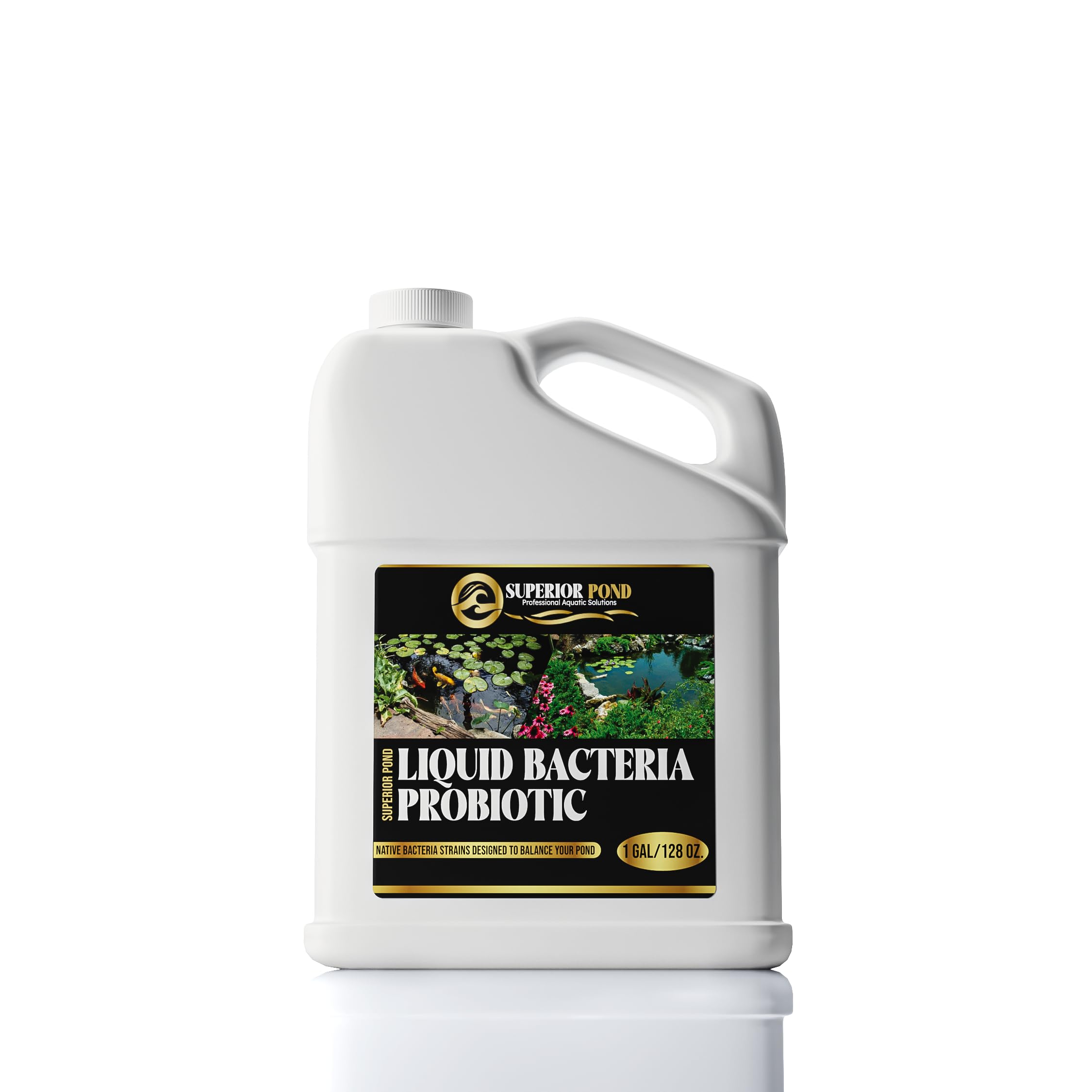 Liquid Pond Bacteria Probiotic Formula 1 Gallon | for Crystal-Clear and Healthy Pond Ecosystem | Reduces & Digests Muck, Solids, Sludge | Beneficial Bacteria for Ponds | Treats Up to 16000 Gallons