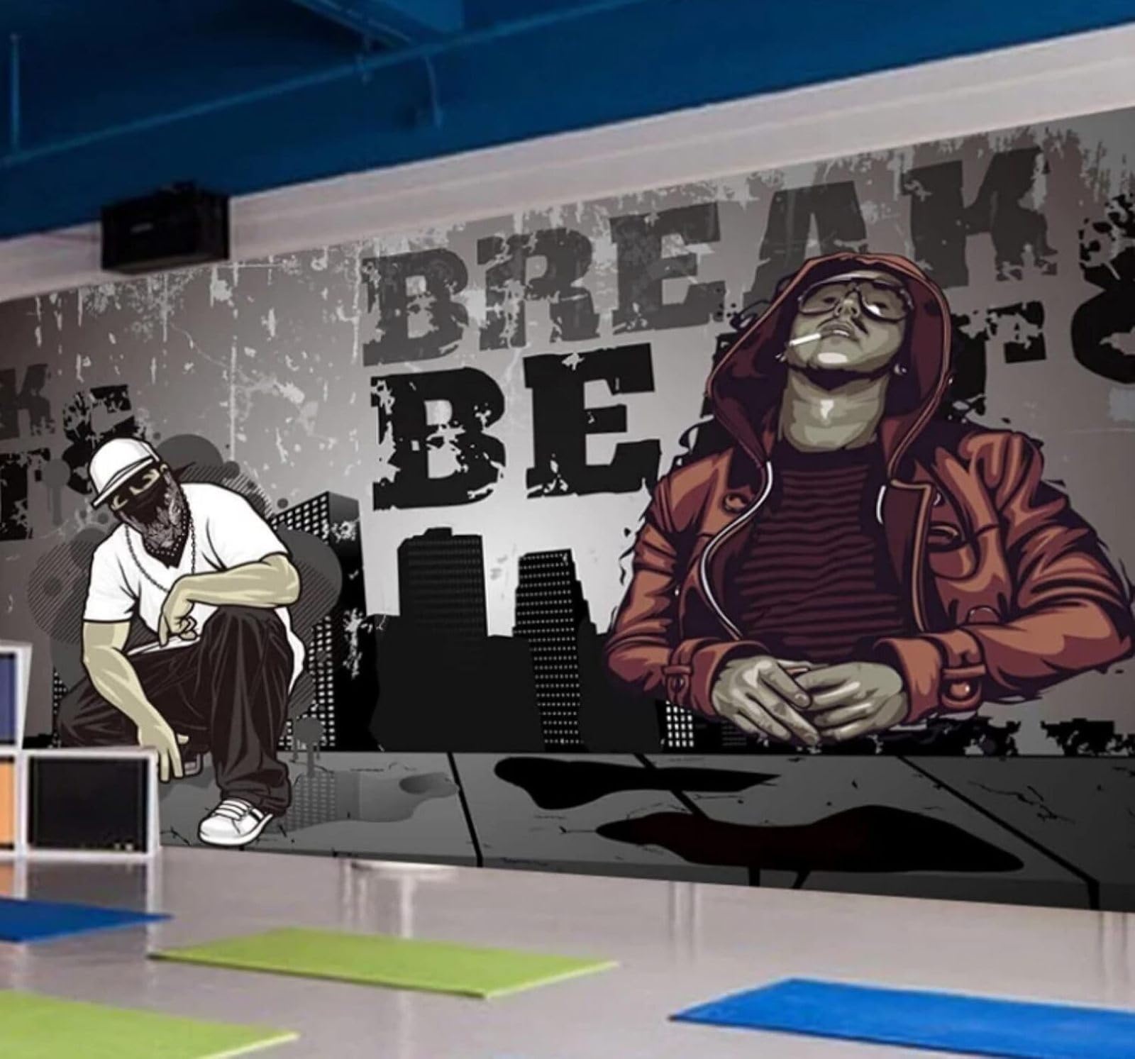 XLMING Retro Street Dance Graffiti People Personality 3D Wallpaper Luxury Silk Study Dining Feature Sofa Grey Bedroom Living Room Tv Decorative Wall-350cm×256cm