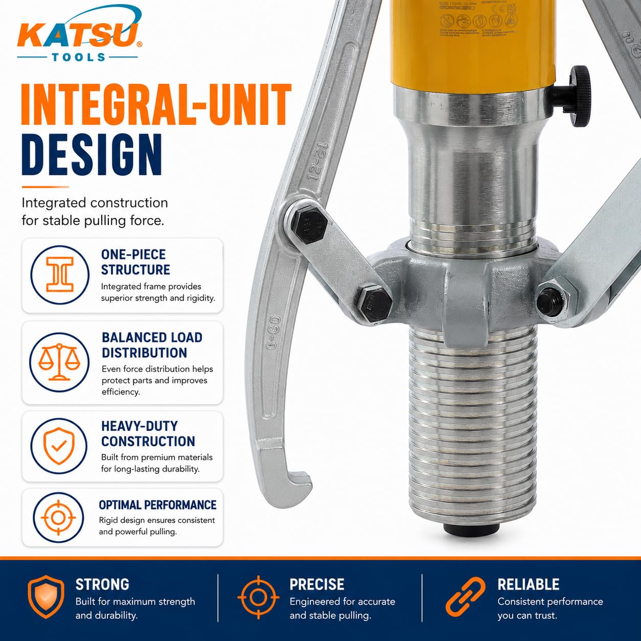 KATSU Extractor Hidráulico de Engranajes 15 Ton, Unidad Integral 3 Mordazas Polea de Prensa Hidráulica Manual Rodamientos de Rueda Motor Cubo Separador 450572