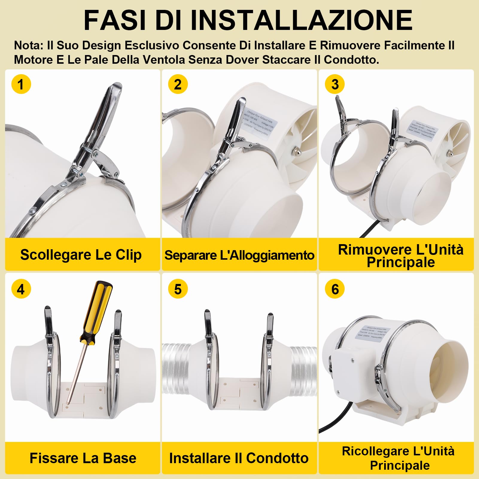 100mm/4in Ventola Aspirazione Bagno, 280 CFM 2200 RPM Professionale Aspiratore Da Bagno, Estrattore Aria In Iinea, Ventola Di Scarico Per Bagno, Tende Di Crescita, Coltura Idroponica