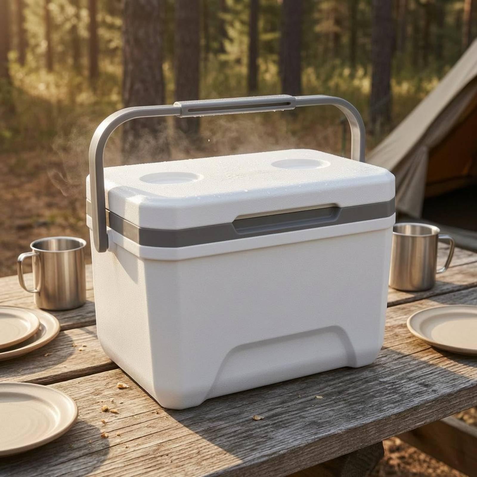 Qianly Frigo Portatile Isolato Contenitore Termico Borsa Frigo Ghiacciaia con Interno Isolante per Uso a Freddo O Caldo E Trasporto Semplificato Adatto a, Bianco Riso, 6L