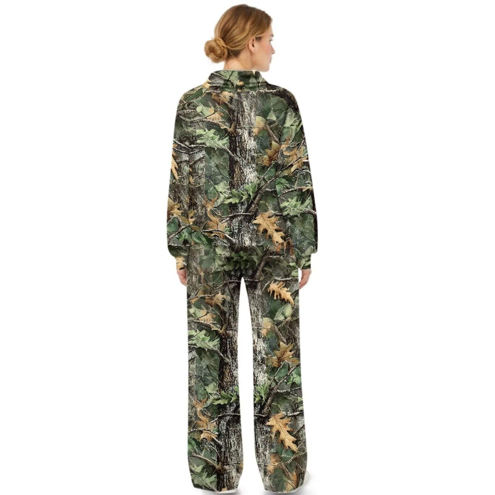 SEANATIVE Conjunto deportivo de 2 piezas para mujer, casual, cuello alto, sudadera y pantalones de pierna ancha, conjunto de chándal de gran tamaño a juego