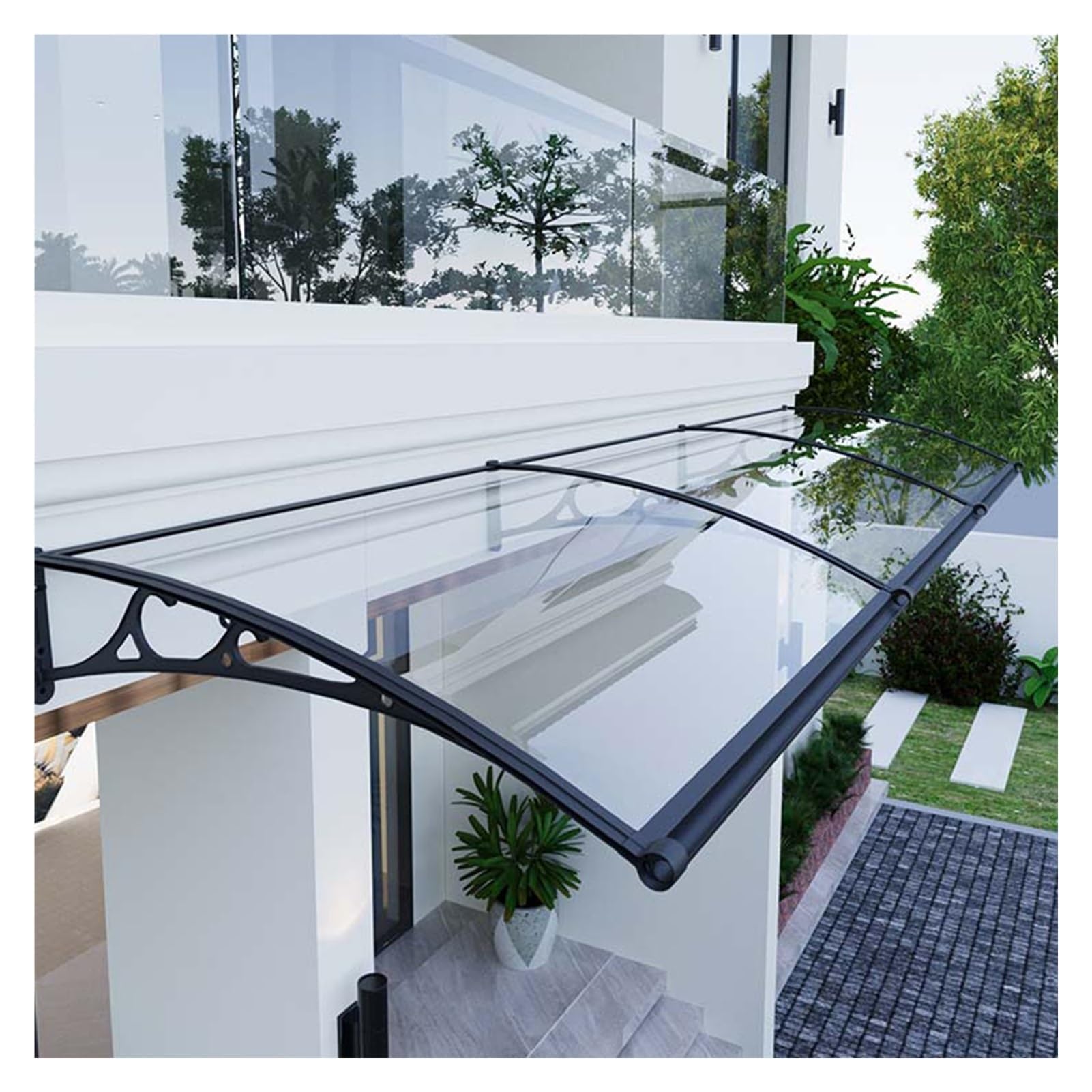 Auvent de balcon transparent abri extérieur pluie neige 60x100