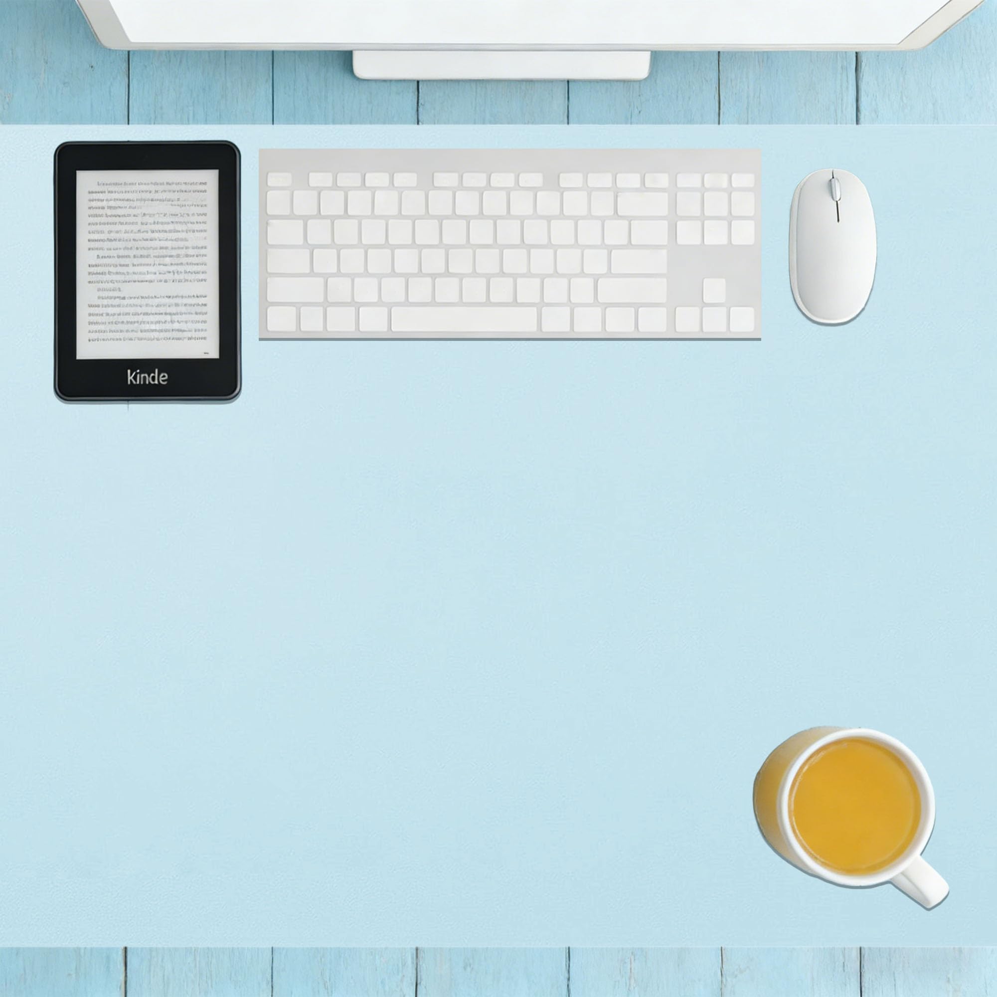 Desk Pad 30 x 62 cm Waterproof Waterproof Computer Desk Mat Spill Resistant Durable Design for Office Work Home Decor, Blue