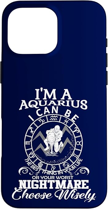 iPhone 16 Pro Max Aquarius Zodiac Sign Women Men Horoscope Birthday Costume Case