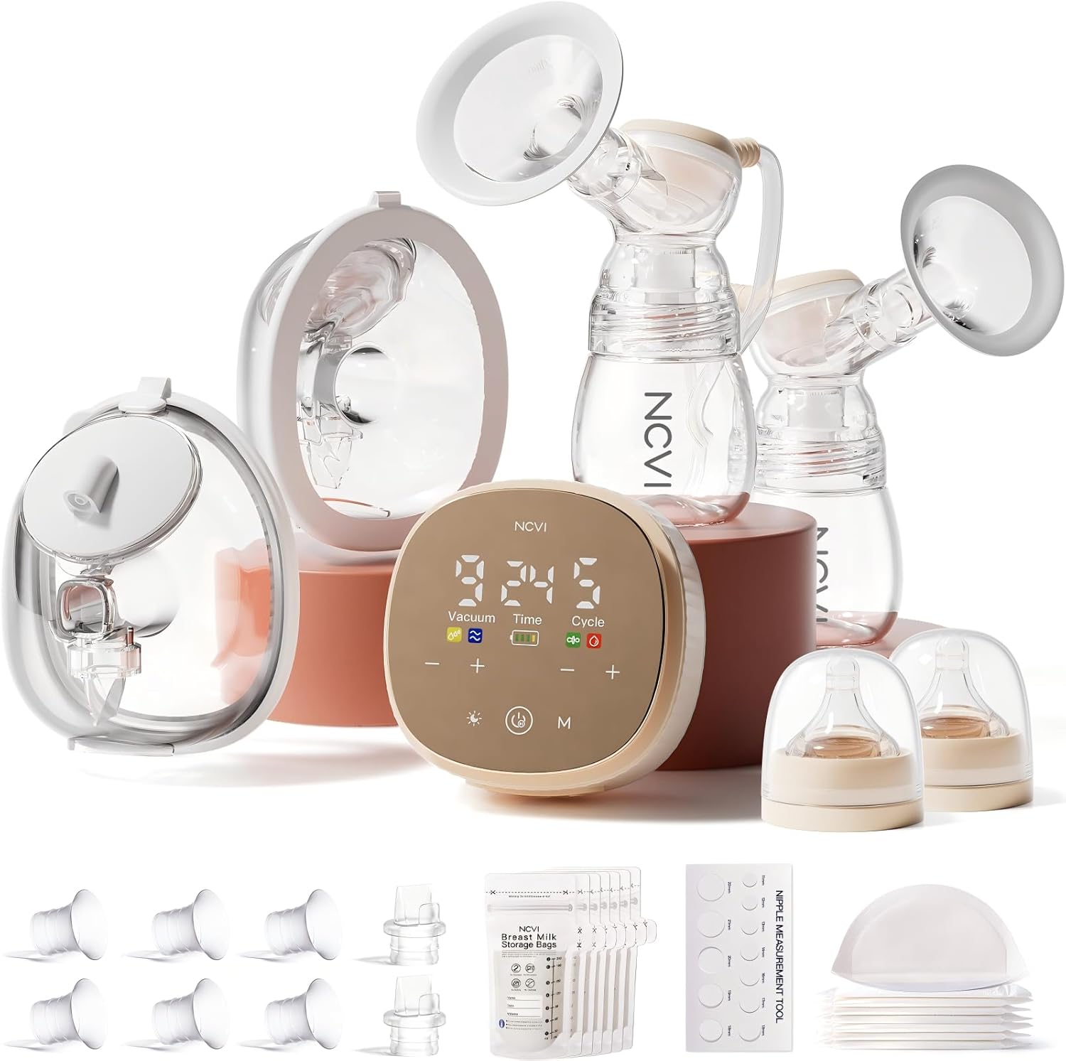 NCVI Electric Breast Pump, 2-in-1 Wearable & Bottle Breast Pump with Micro-Vibration Comfort, 4 Modes 9 Levels, 4400mAh Rechargeable Hands-Free Portable Pump for Home, Work & Travel
