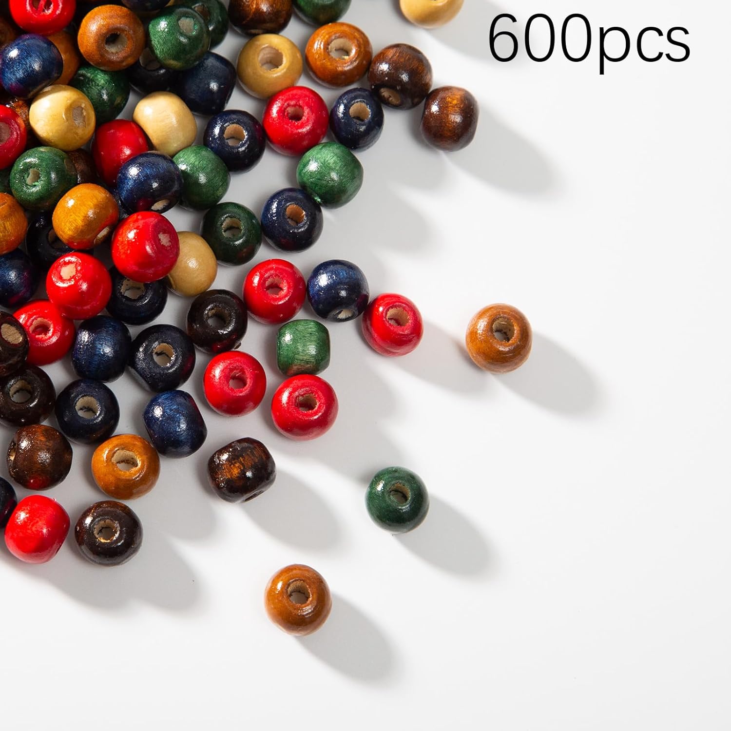 600pcs Colorful Wooden Round Painted Wood Spacer Beads with Large Hole - Natural Wooden Round Handmade Craft Beads for DIY Jewelry Bracelets Making (10mm) - Image 2