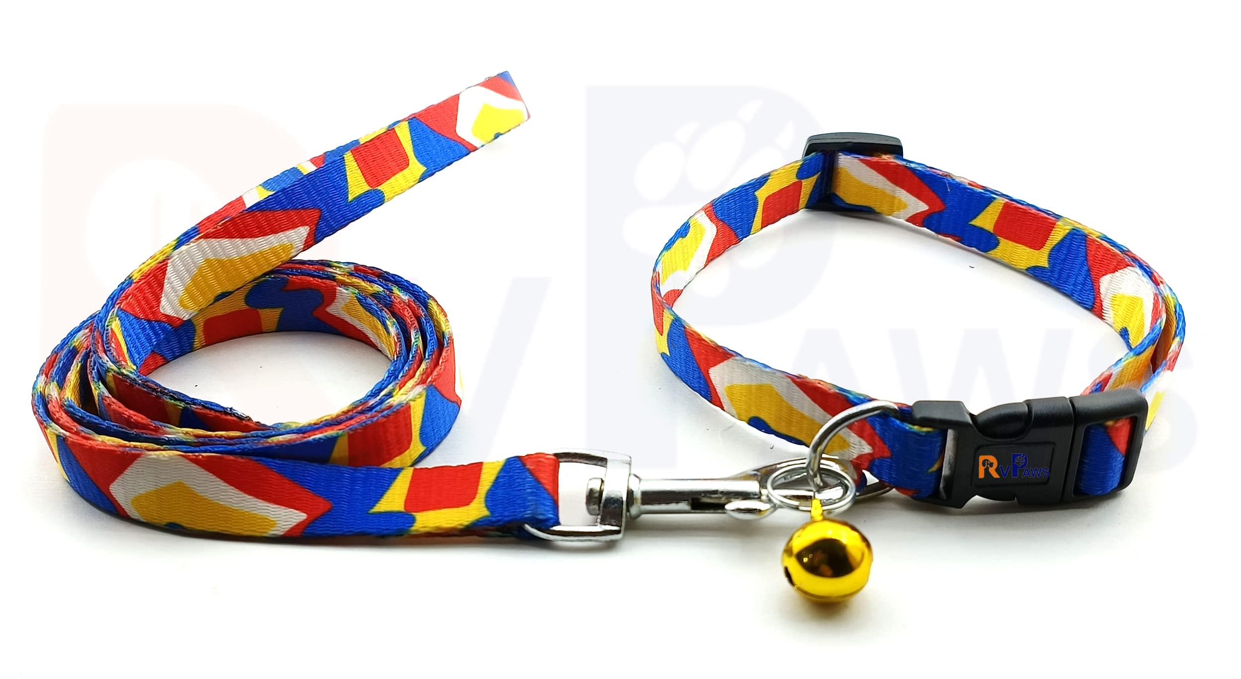 Woofy Dog Collar & Leash Set Puppy Printed With Bell, Adjustable Nylon Collar With Leash For Small & Medium Puppies, Quick Release & Breathable Collar Set For Pet, Dog & Cat (Red & Yellow) - 6 Cm (B0BR2RMSHW) Amazon Price History, Amazon Price Tracker