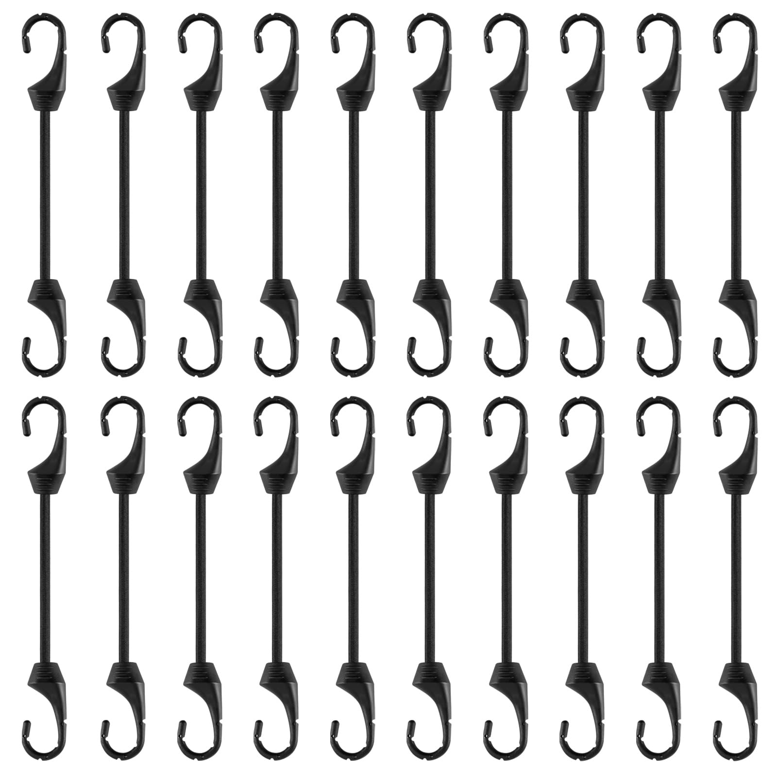 Mini corde elastiche da 10 cm con ganci, 20 ganci elastici neri resistenti ai raggi UV, diametro 5 mm, per un fissaggio di base