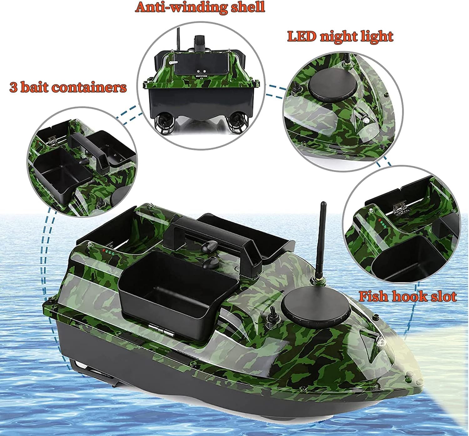 Rc Boat Inteligentna łódź Wędkarska Na Karpia, łódź Z Przynętą Do Pozycjonowania Gps, łodzie Na Przynęty Do łowienia Ryb Z Podwójnymi Silnikami I Lampk, B-5200mAh*3