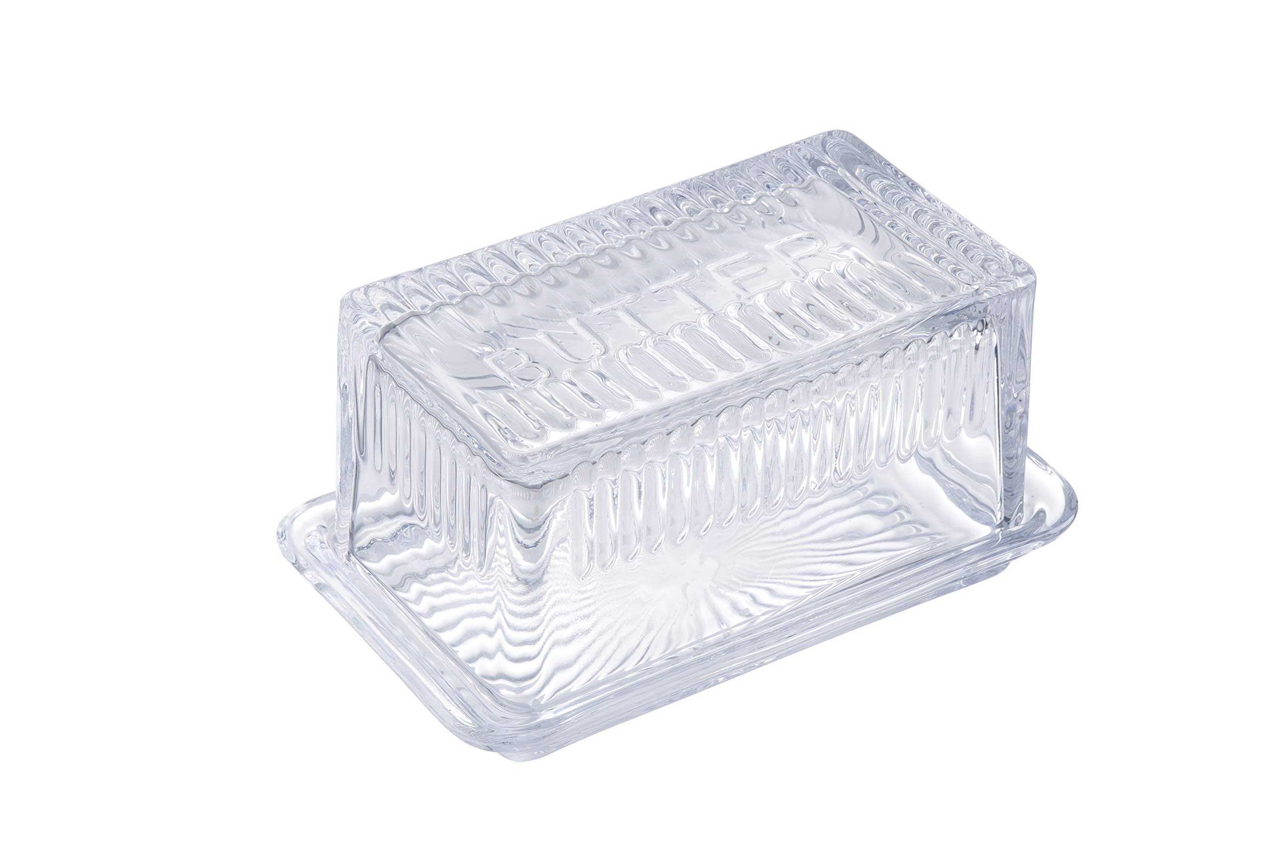 Tablecraft 10395 Plat double en verre transparent avec motif en relief 6,5 x 4 x 3,5 cm
