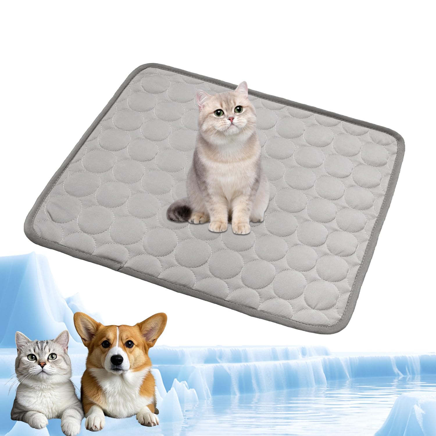 YXHZVON Alfombrilla Refrescante para Mascotas, Manta Refrigerante Perro, Cama Frio Animales Colchon Mascotas para Verano, 62 x 50 cm, M, Gris