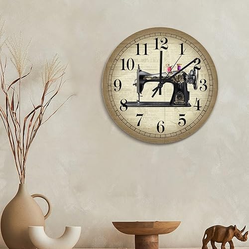 Miniatura 5 de ArogGeld Reloj de pared para sala de coser, máquina de coser, relojes de pared de 15 pulgadas, funciona con pilas, silencioso, sin tictac, reloj