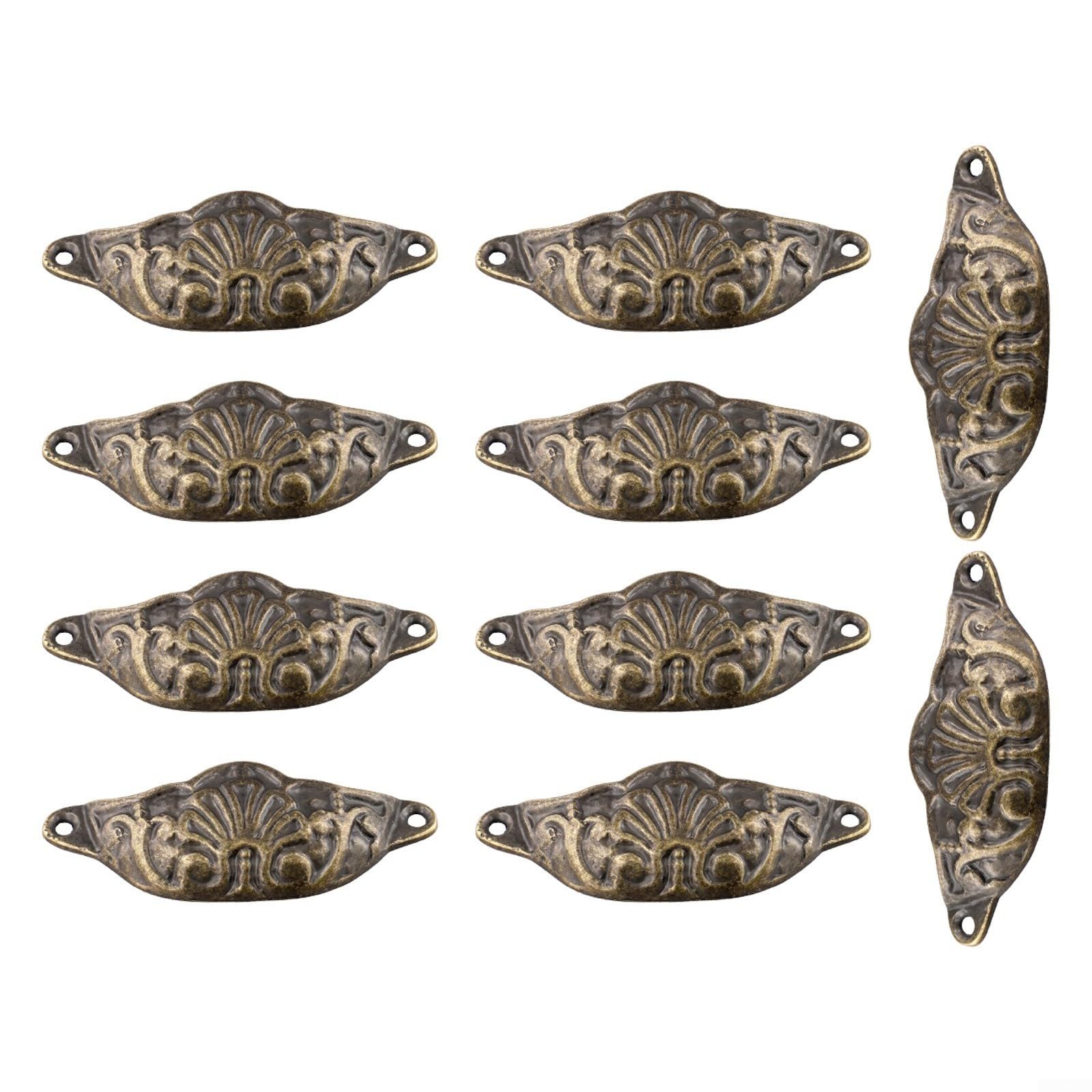 10Pcs Shell Cup Pull Handles Antique Brass Alloy 99mm