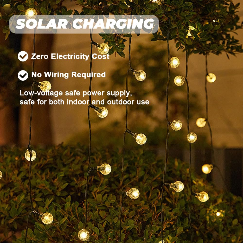 Catena Luminosa Esterno Solare, Bolle Catena Luminosa Solare con LED, IP65 Impermeabile Catena Luci Solari Esterno, Adatta per Festival Feste Terrazze (Colorato,22m, 200 lampadineφ2,4 cm)