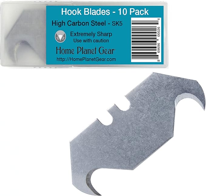 Hook Blade 10 Pack Utility Knife Hooked Razor Blades Ten