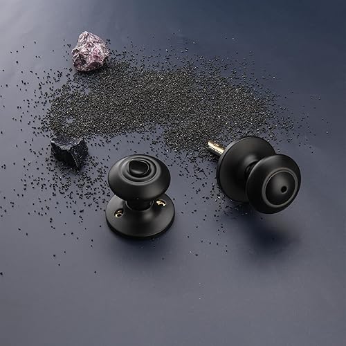 Miniatura 5 de Pomos de puerta color negro mate con roseta cuadrada, perilla de puerta interior con cerradura, perilla de puerta de estilo costero para privacidad