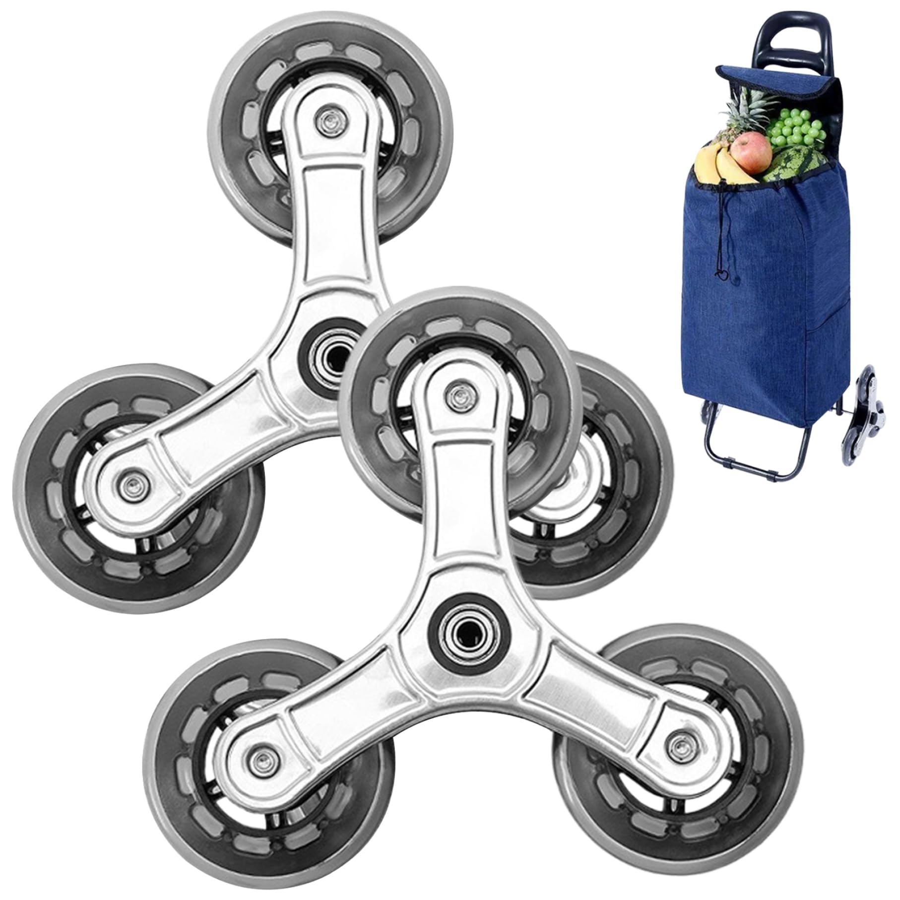 Reladores, ruedas de trepadora de escaleras 2 PCS Triangular acero inoxidable Ruedas Ruedas de ruedas de servicio pesado Rotable Rotable Rotatable para bolsas de compras carro de carrito