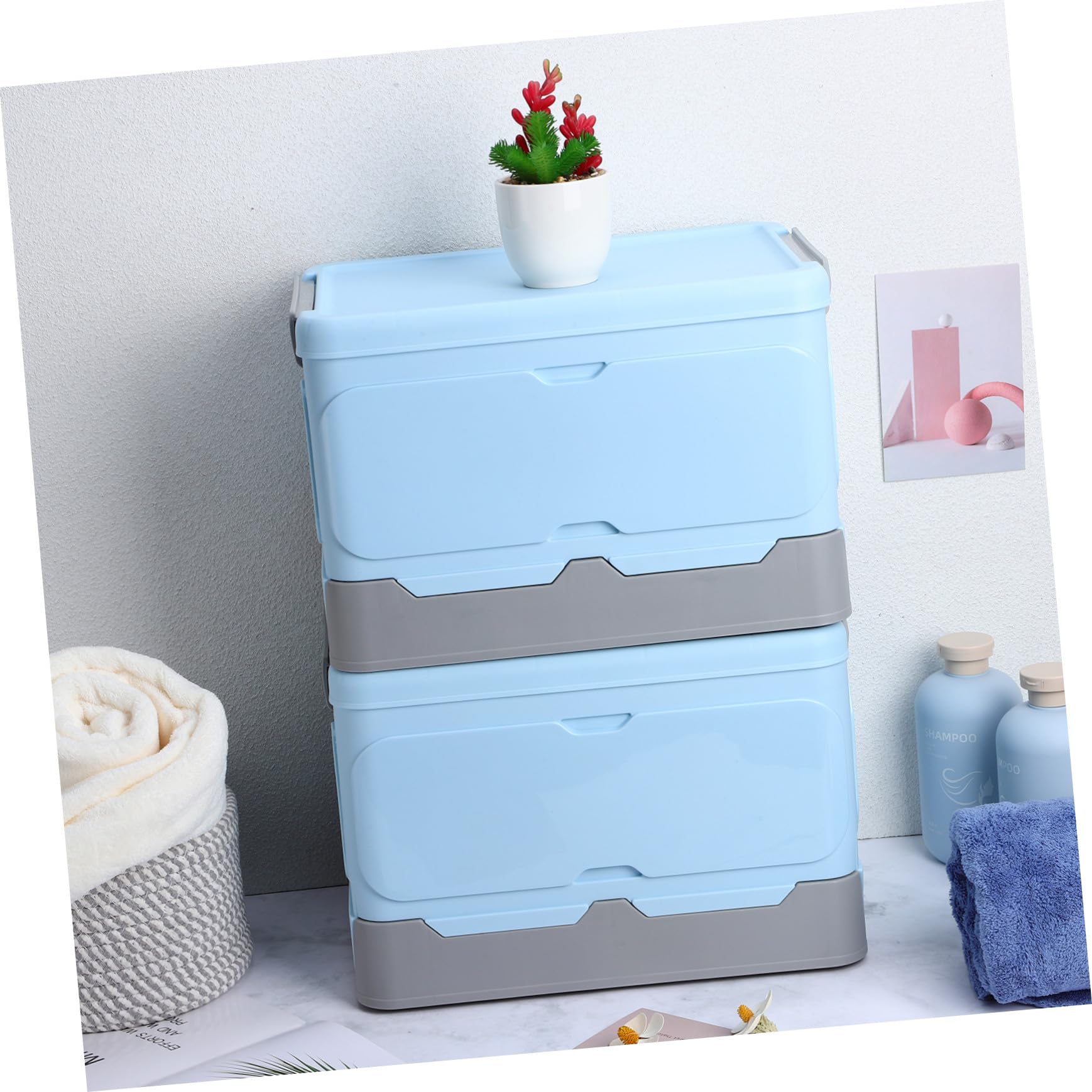 2 Stk. Faltbare Aufbewahrungsbox Mittelgroß Blau Robuste Organizer Körbe Platzsparende Klappboxen für Kleidung Bücher Vielseitige Lagerbehälter für Haushalt Auto Reise