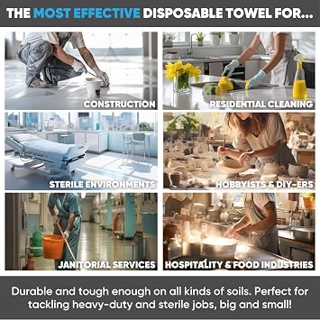 Mwipes Lint Free Cloth - 12 x 12 500 Pack, Highly Absorbent Disposable Microfiber Wholesale Cleaning Cloths for Industrial, Medical, Staining, Cast Iron, Woodworking, Makeup, Nail Polish