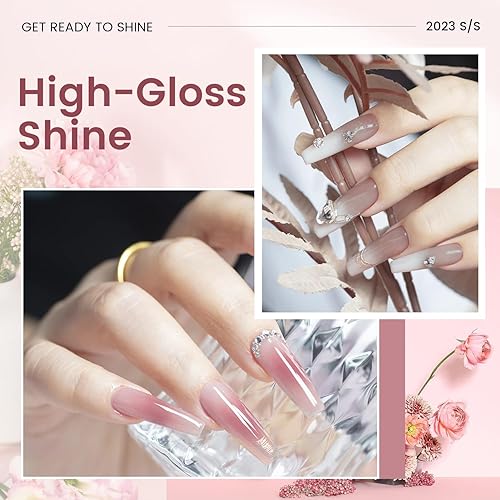 Miniatura 4 de JEWHITENY Juego de 3 piezas de gel de extensión de uñas de 1.06 oz cada uno, color rosa, blanco y marrón, juego de gel de uñas para todas las