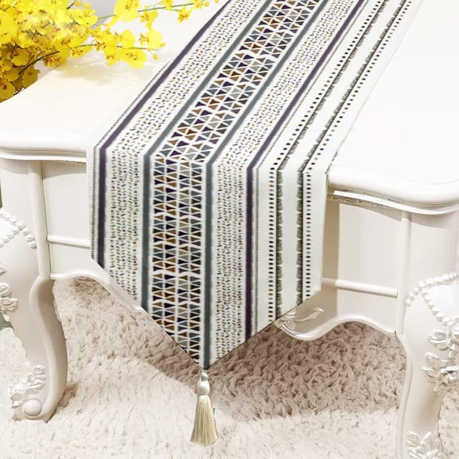 BRICK HOME Table Runner - Geometric Peach Design -18