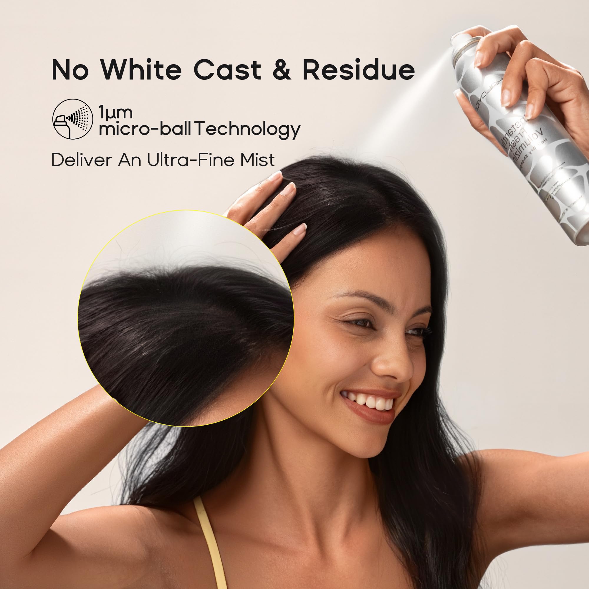 HALOVIDA Trockenshampoo ohne weiße Rückstände, Dry Shampoo 150ml, Frisches Haar ohne Waschen, keine weißen Pulverreste, für dunkles & helles Haar, schnell & rückstandsfrei (ohne Tierversuche)