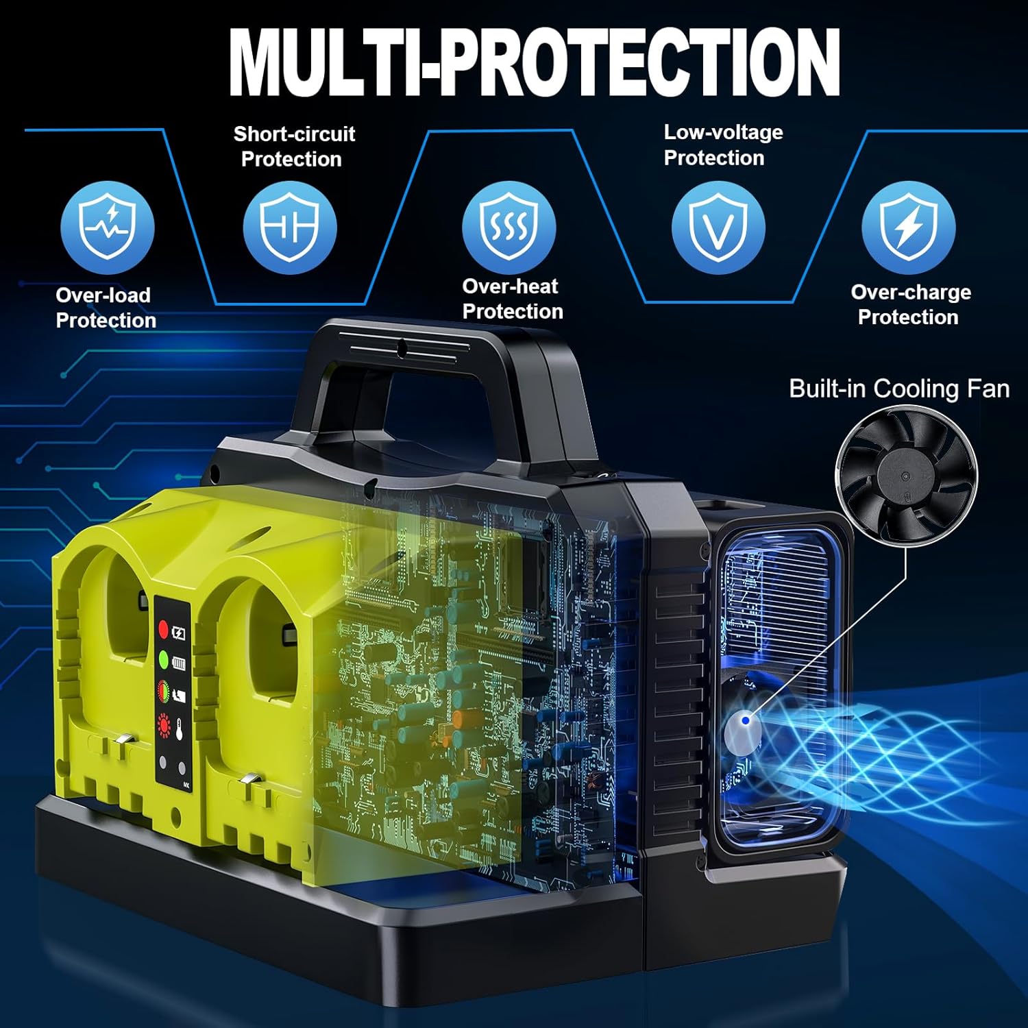 500W Pure Sine Wave Power Inverter for Ryobi 18V Battery, 18V DC to 120V AC Converter with USB-C/USB-A Charger, Inverter for Vehicles, Car Plug Adapter Outlet for Laptop