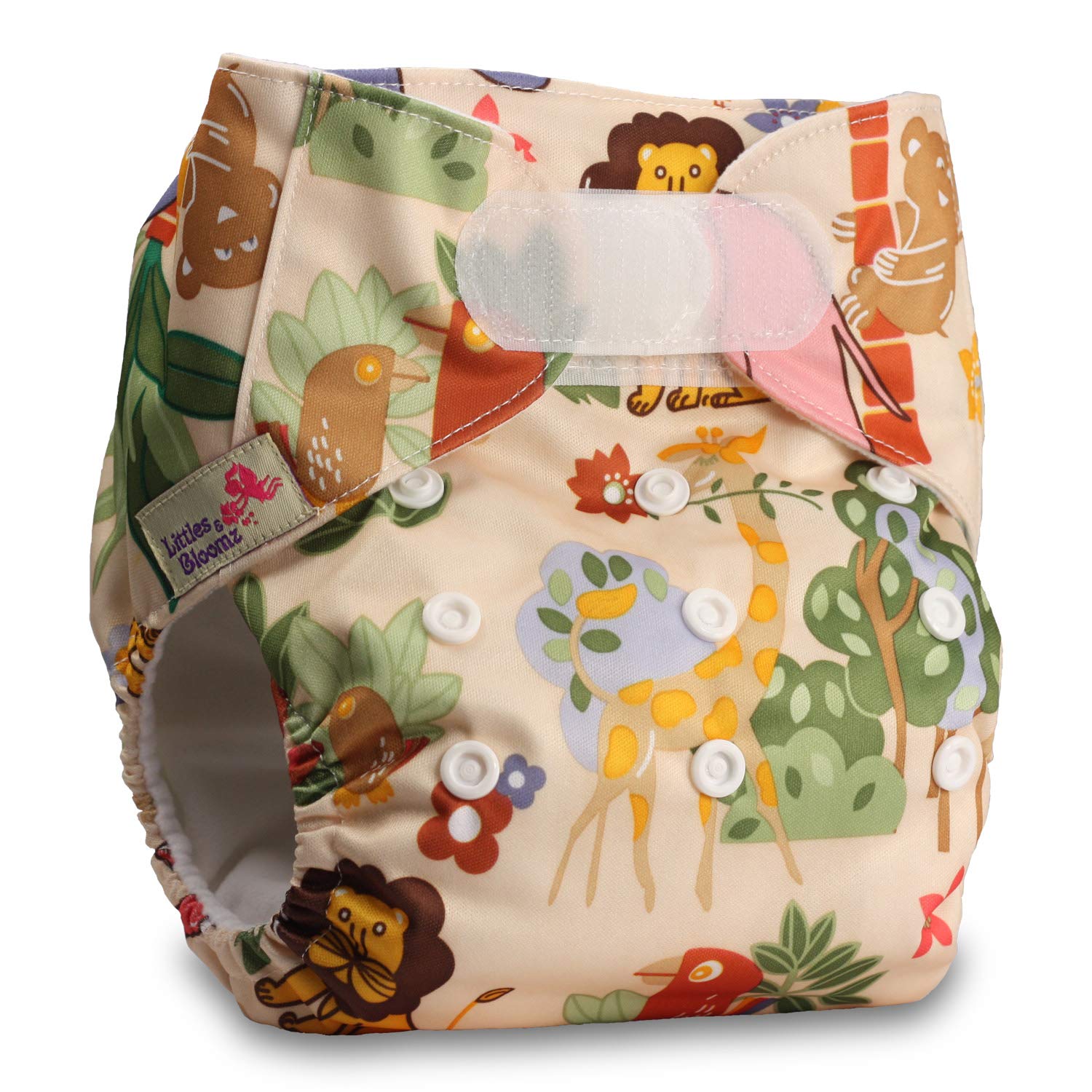Littles & Bloomz, Reusable Pocket Cloth Nappy, Fastener: Hook-Loop, Set of 1, Pattern 15, with 1 Bamboo Insert — image 1