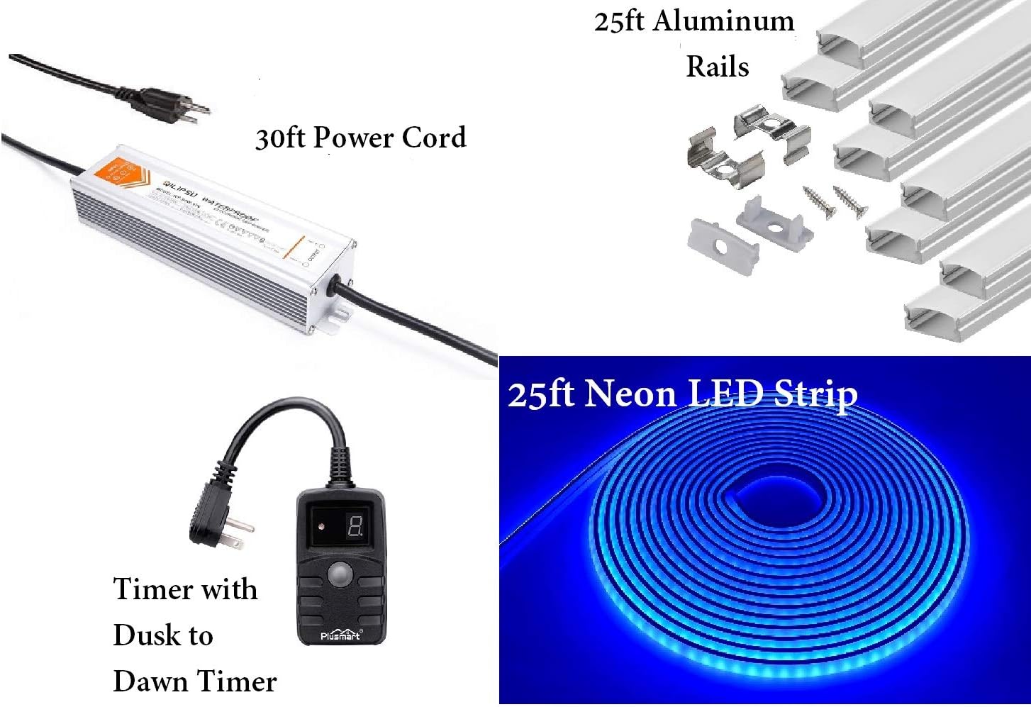 Green Blob Outdoors Pimp My Dock DIY Kit, Under Dock Lights, New Neon Blue Style 25ft Length Submerible IP68 Waterproof