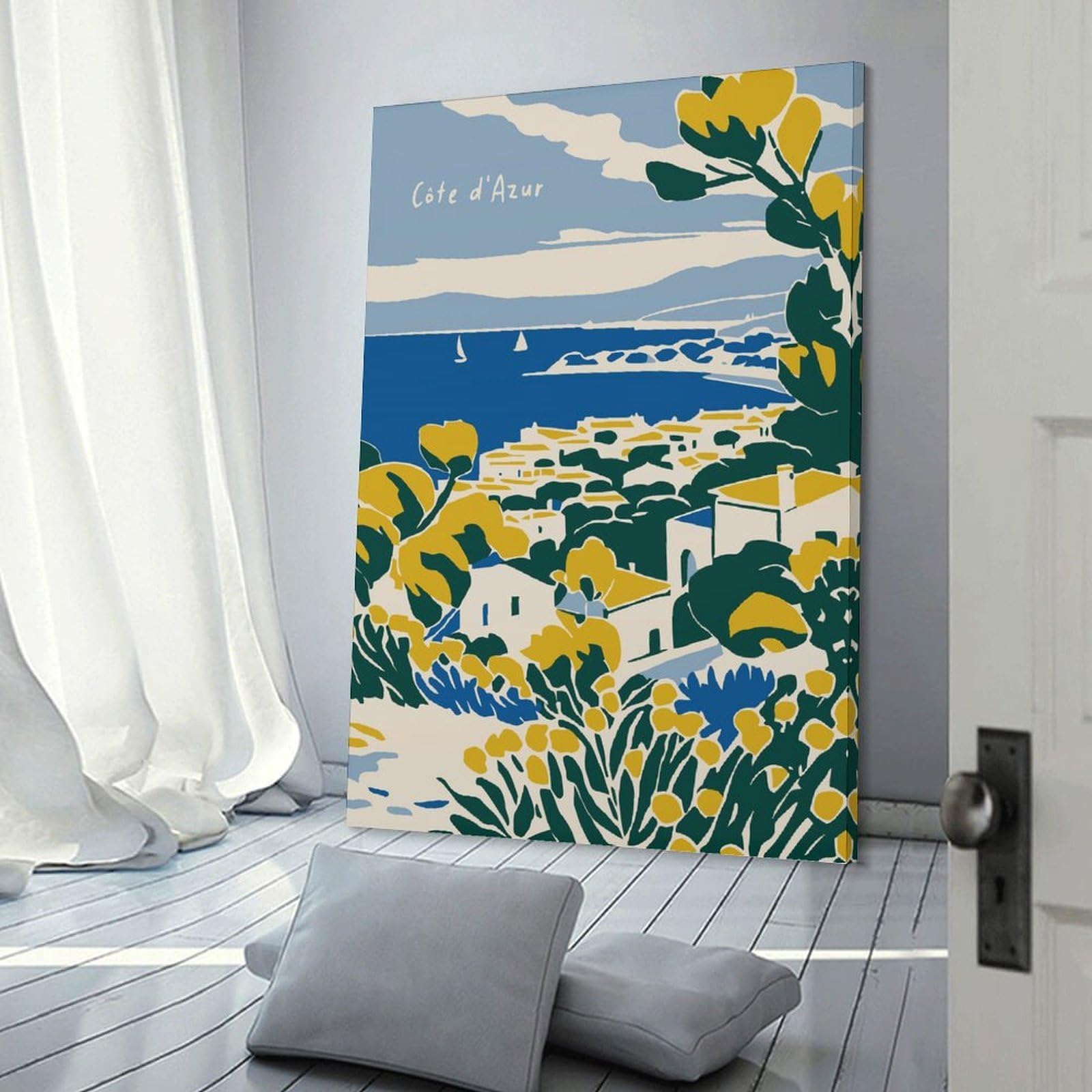 Junmoney Côte DAzur Travel Decorative Wall Artwork 20x30inch(50x75cm), for Home Lounge, Bedroom Or Reading Nook, Easy Decor for Gallery Walls