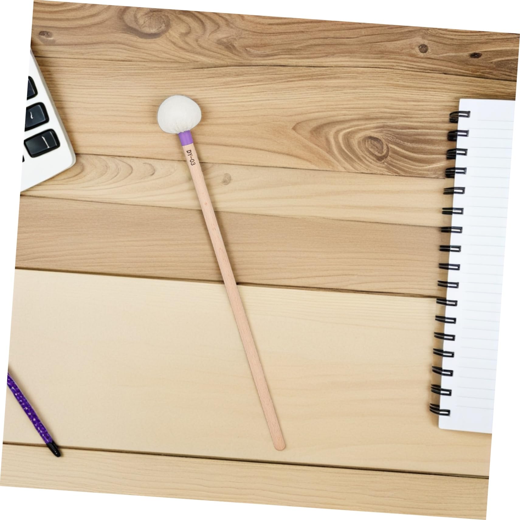 Baqueta de Percusión con Mango de Madera, Púrpura, 4 Piezas | Cabeza de Fieltro, Experiencia de Golpeo Estable y Tono Claro, para Escenarios y Timbales