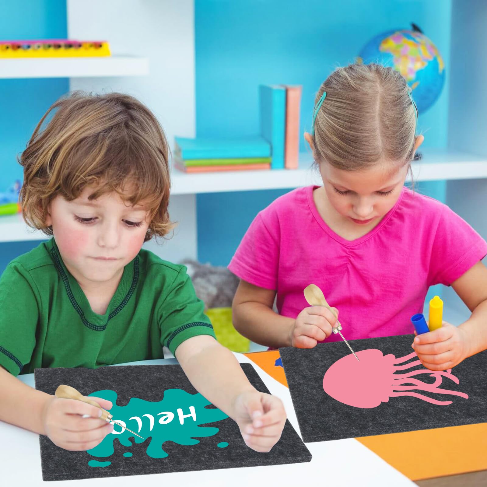 AILUYA Set di 4 ferri da formicolio in legno, per bambini, set di 4 feltrini da 20 x 30 x 0,9 cm, con 4 ferri da formicolio fai da te per bambini e adulti, regalo di compleanno