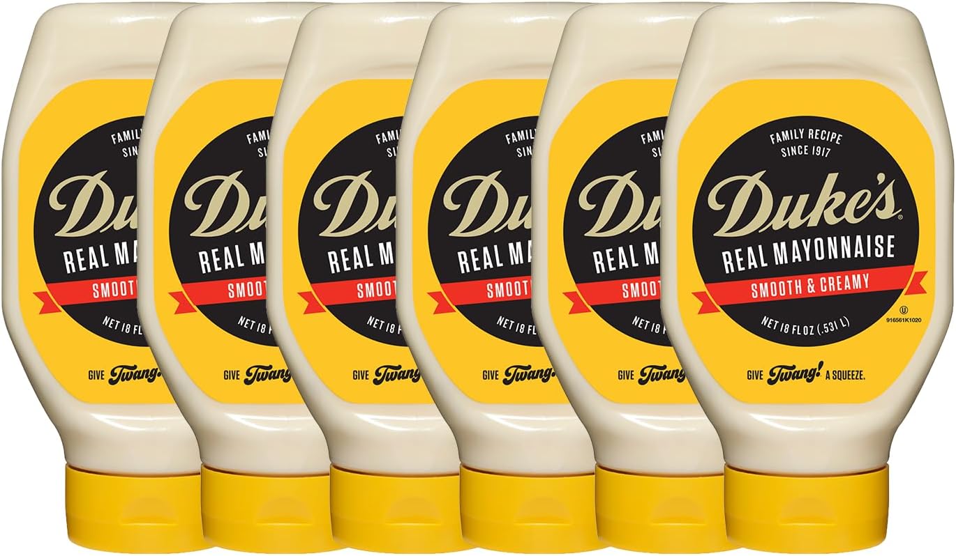 Duke’s Real Mayonnaise Squeeze Bottle – Original Smooth & Creamy Taste, 18 Ounce (Pack of 6)