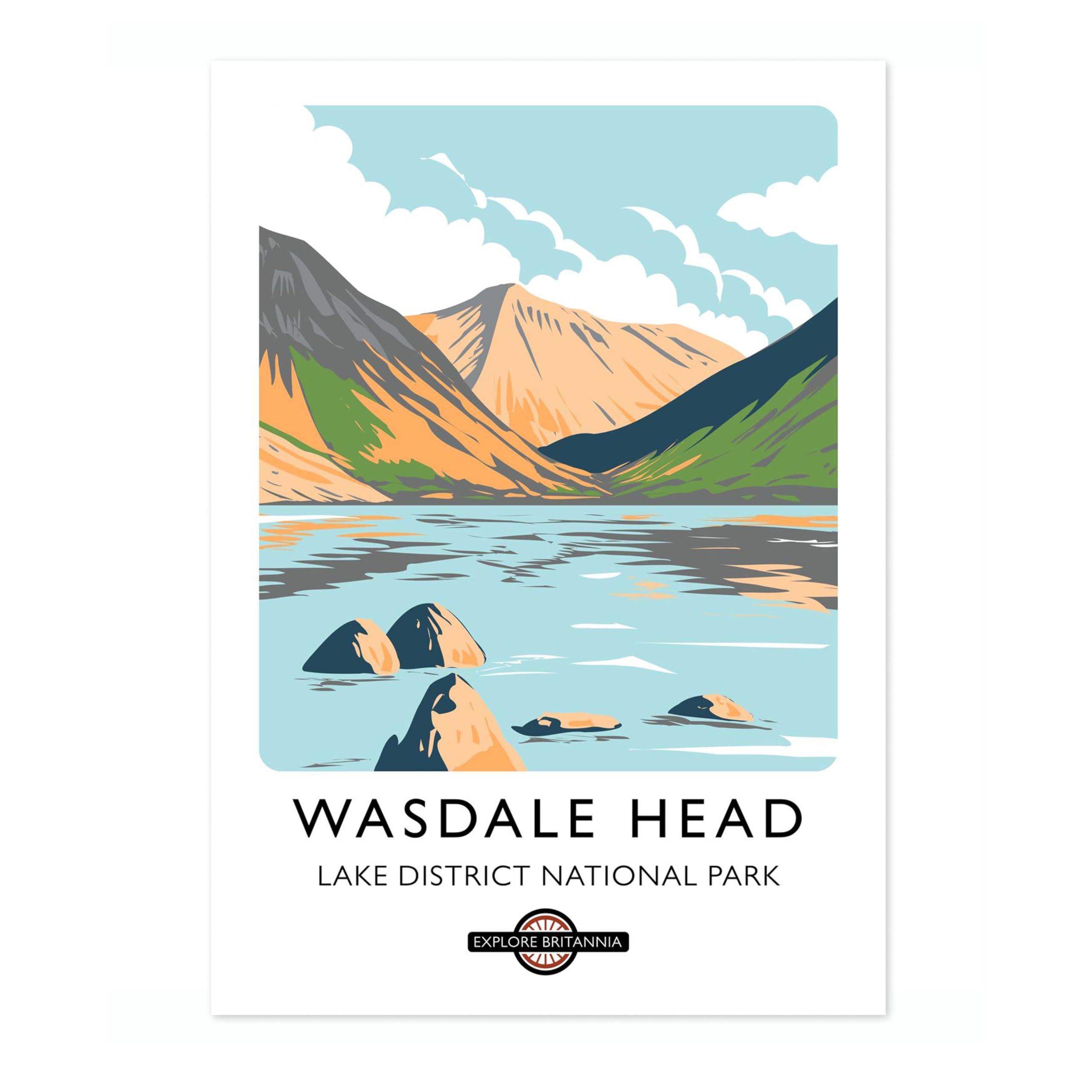 Wasdale Head, Lake District National Park England Travel Poster, Explore Britain Modern Illustration Destination Print, Modern British UK Living Room Decor, A5 (Print Only) - 21x14.8cm โ image 1